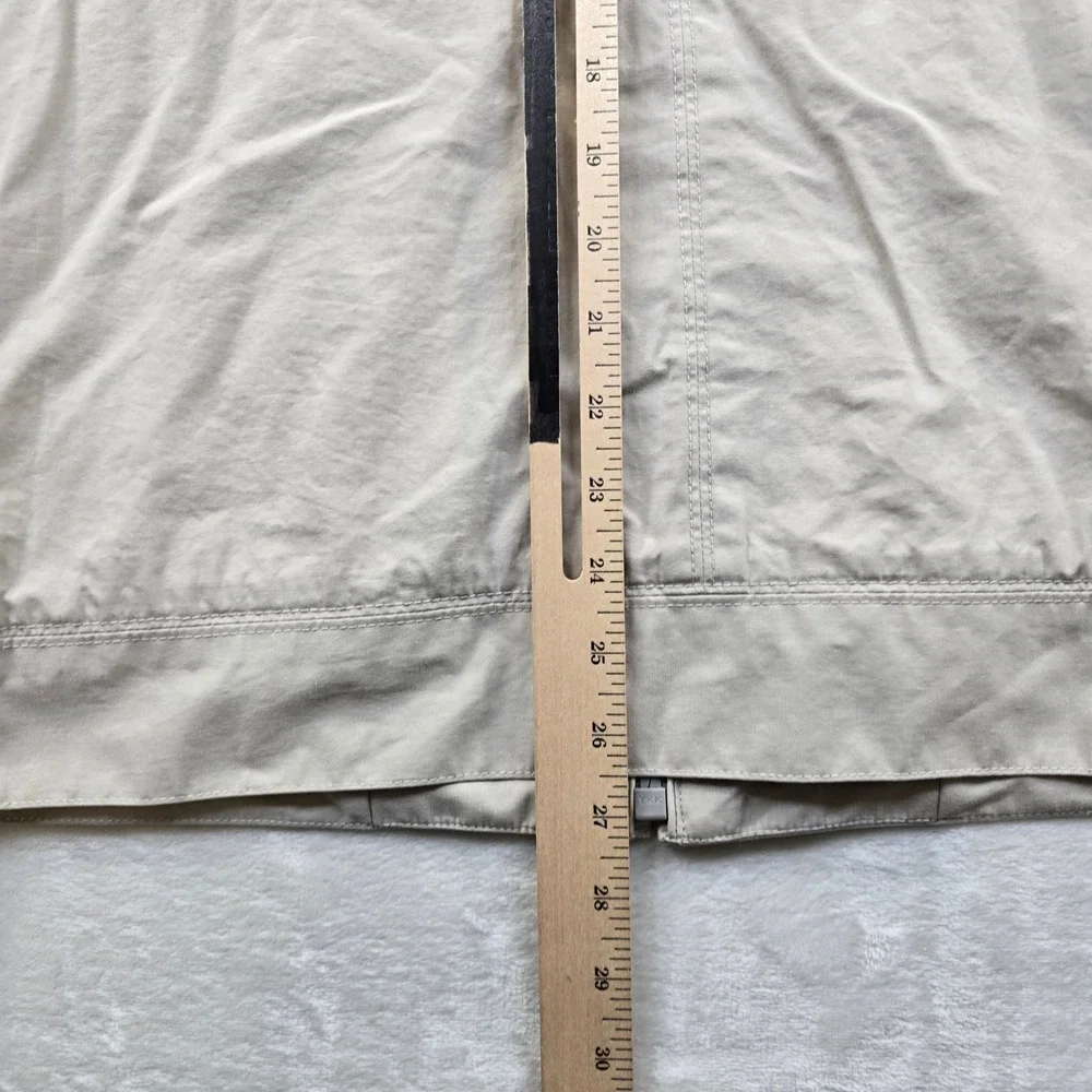 Banana Republic Bomber Jacket Mens XL Beige White Cotton Coated‎ Bi-Swing Zip